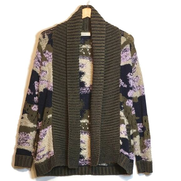 Anthropologie Sleeping on Snow Camo Print Cardigan Sweater Green Cream Cozy XS - Picture 16 of 16